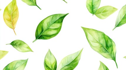 Green leaves pattern, nature background, design element