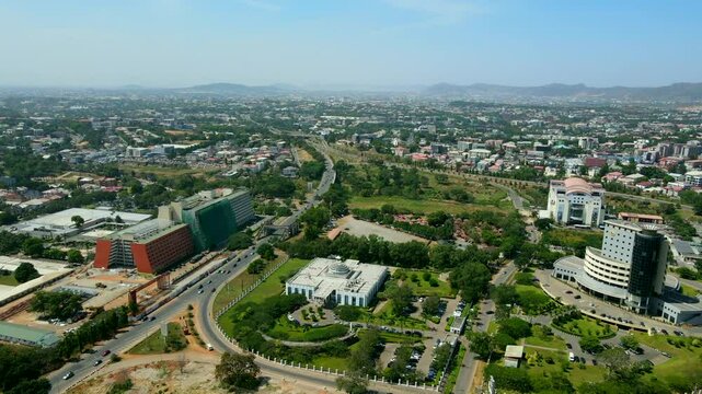 An Ariel view of abuja city with a green view