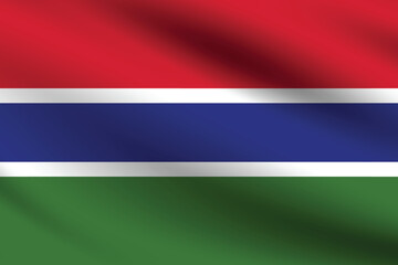 Flag of Gambia. Gambia flag official size and color standards digital vector illustration. Waving flag.