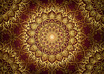 Intricate Gold Mandala Pattern. Sacred Geometry Design