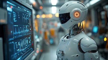 Fototapeta premium Healthcare robot conducting automated screening for heart arrhythmias