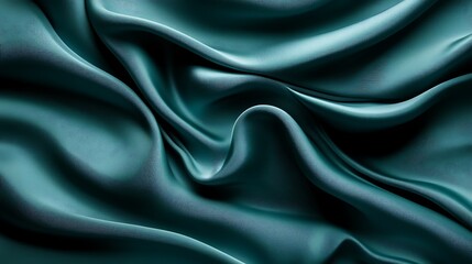 Obraz premium Teal silk fabric texture, draped, background, design