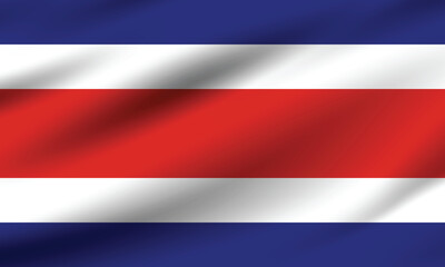 Flag of Costa Rica. Costa Rica flag official size and color standards digital vector illustration. Waving flag.