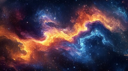 Abstract cosmic nebula swirls background. Featuring cosmic nebula swirls and vivid colors. Emphasizing depth and motion. Ideal for space and artistic themes.