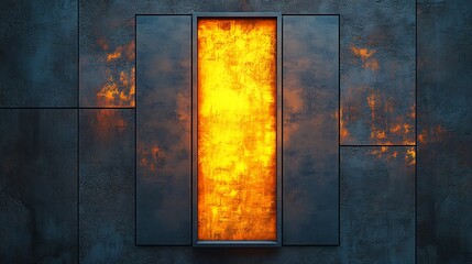 Fiery orange flames intensely burn within a dark metal frame. AI Generated