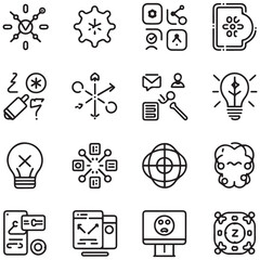 Inspiration and brainstorm line icons collection. Thin outline icons pack. UI icon collection. Set of line web pictogram with white background