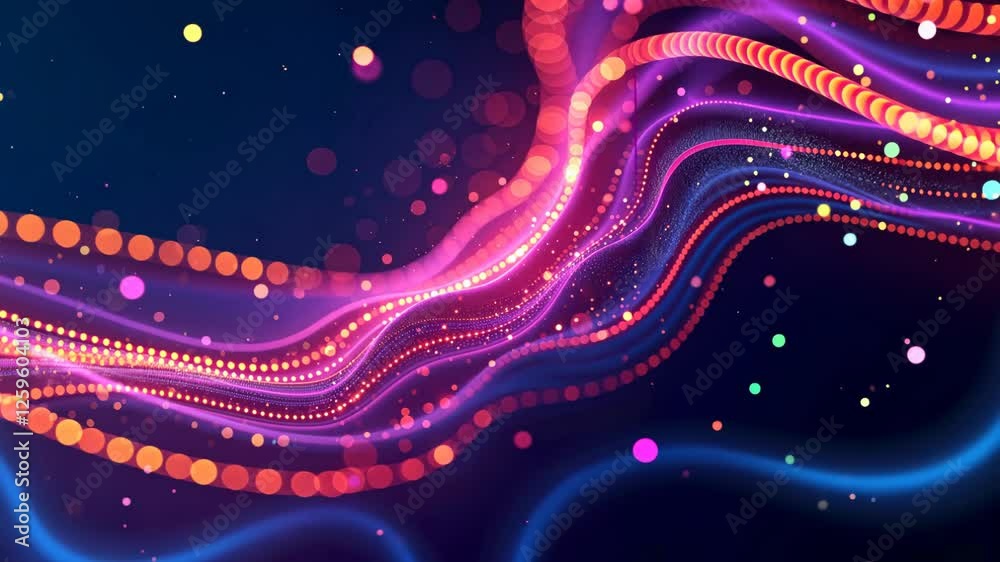 Aufkleber A colorful line with many dots and circles. The line is purple and blue. The dots are in different colors