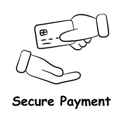 Secure Payment Icon – Safe Financial Transactions for Online Shopping - Hand Drawn Vector Icon