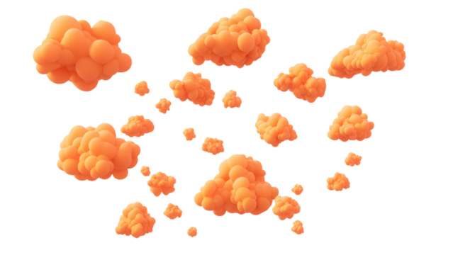 Scattered Clouds with Orange Hues, Vibrant cloud formations blending warm orange tones, ideal for backgrounds or design elements.