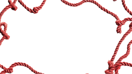 Nautical Rope Patterns in Red, intricate designs featuring scattered red-toned ropes, suitable for various creative projects, transparent background