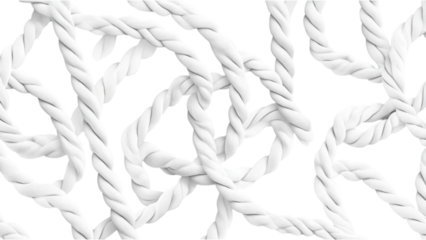 Nautical Rope Patterns, Elegant white rope designs scattered across a transparent backdrop, perfect for marine-themed projects and designs