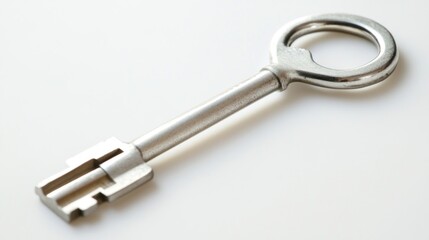 Close-up of a vintage metal key on a white background studio shot