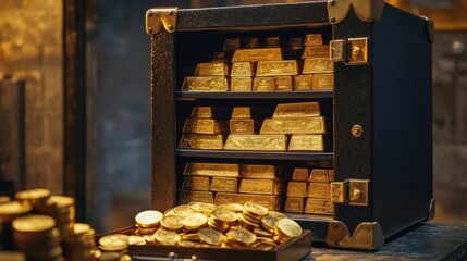 Antique Safe Filled with Precious Gold Bars and Rare Financial Documents