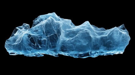 Fototapeta premium Abstract blue ice formation, dark background, for design