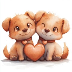 Fototapeta premium Two Adorable Puppies Sharing a Heartfelt Moment of Love and Joy