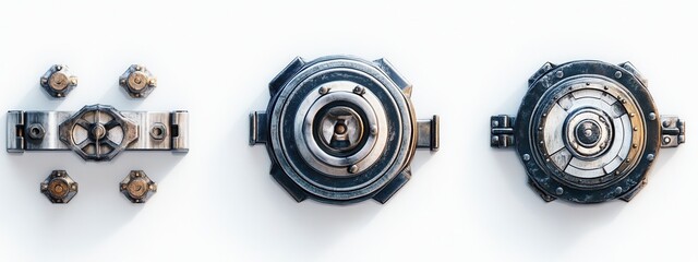 Vault icons showcasing unique locking mechanisms, set against a clean white background, emphasizing security and design innovation.