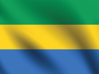 Flag of Gabon. Gabon flag official size and color standards digital vector illustration. Waving flag.