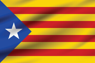 Flag of Catalonia. Catalonia flag official size and color standards digital vector illustration. Waving flag.