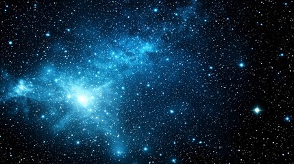 Fototapeta premium Bright Blue Galaxy with Starry Sky and Cosmic Dust in Universe