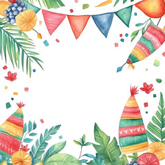 Colorful Tropical Border Design for Celebration with Space for Text