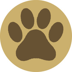 Brown Animal Paw Print on Light Brown Circle Vector Illustration