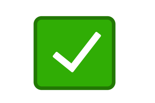 green check mark icon - white tick inside green box, approval symbol, confirmation sign, success indicator, correct choice, verified icon, positive feedback, accepted status, validation graphic