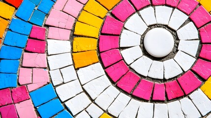 Obraz premium Colorful Mosaic Pattern of Circular Tiles in Vibrant Design