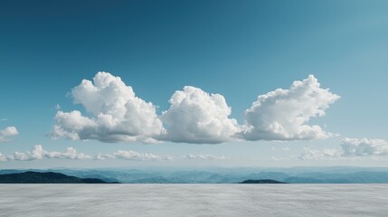 Naklejka premium Empty Plateau Under Cloudy Sky, Ideal for Product Placement