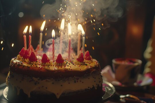 birthday cake with candles
