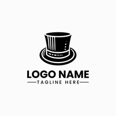 Retro tophat logo vector icon Simple magician top hat logo icon vector black top hat icon vector graphic design illustration creative