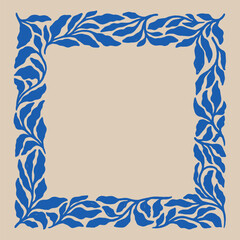 Floral hand drawn square frame. Vector botanical illustration. Design for posters, cards, flyers.
