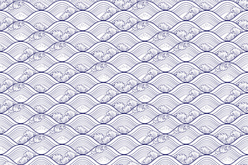 Traditional Thai art ideal water delicate pattern in damask style motifs suitable wrapping cover print for wallpaper, cloth, curtain, tile and fabric design isolated illustration vector.