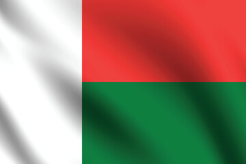 Flag of Madagascar. Madagascar flag official size and color standards digital vector illustration. Waving flag.