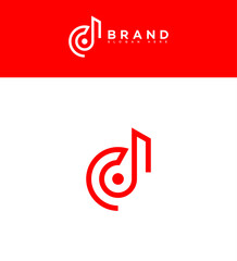 Modern Minimalist Music Note CD Logo Design Brand
