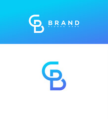 Modern Minimalist CB Brand Logo Design Gradient Blue