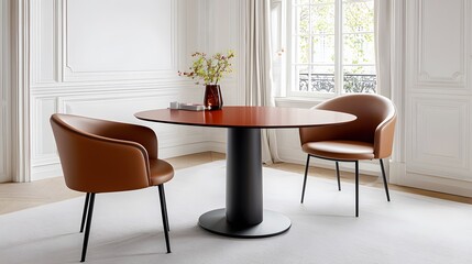 Modern Round Table and Stylish Chairs in Elegant Interior Setting