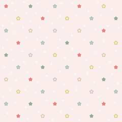 Seamless vector pastel cartoon star pattern arranges line. Sky texture for clothing, textiles, card, stationery, phone cases, paper gifts, wallpaper, background, wrapping, fabric, cover.