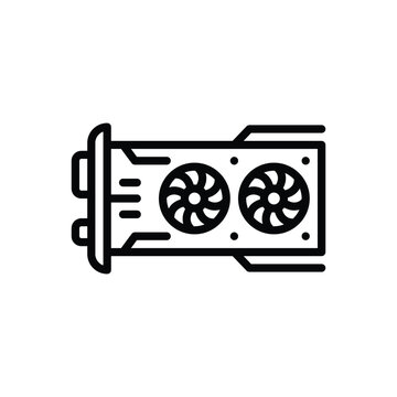 Black line icon for graphic card