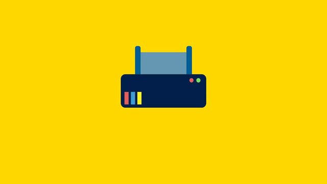 Print animation footage for your technology footage. printing animation with yellow background. flat print animation footage. flat print icon