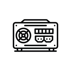 Black line icon for power supply