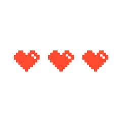 triple pixel art hearts icon
