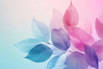 serene composition featuring delicate pastel leaves against soft gradient background, evoking sense of calm and tranquility. gentle colors blend harmoniously, 