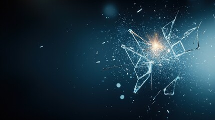 Shattered Glass with Sparkling Light Effects