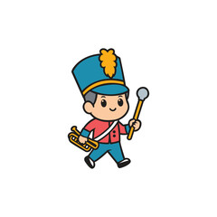 Cute playing trumpet musical instrument in marching band