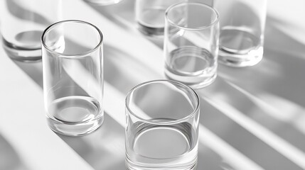 Empty Glasses Soft Light Minimalist Still Life. AI Generated