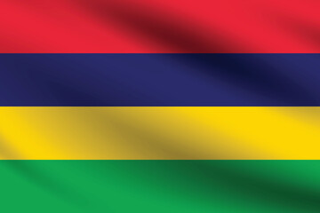 Fototapeta premium Flag of Mauritius. Mauritius flag official size and color standards digital vector illustration. Waving flag.