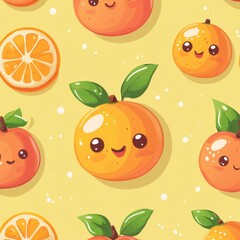Cheerful oranges and mandarins playful background digital illustration bright colors whimsical concept