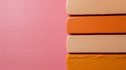 Fototapeta premium Colorful Paint Swatches on Pink Background for Creative Projects