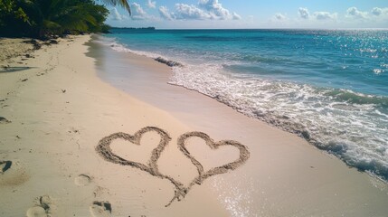 Beach heart drawing tropical island photography sunny environment close-up love and romance vibes