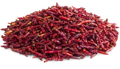 Fototapeta premium Dried Chili Peppers Pile on White Background